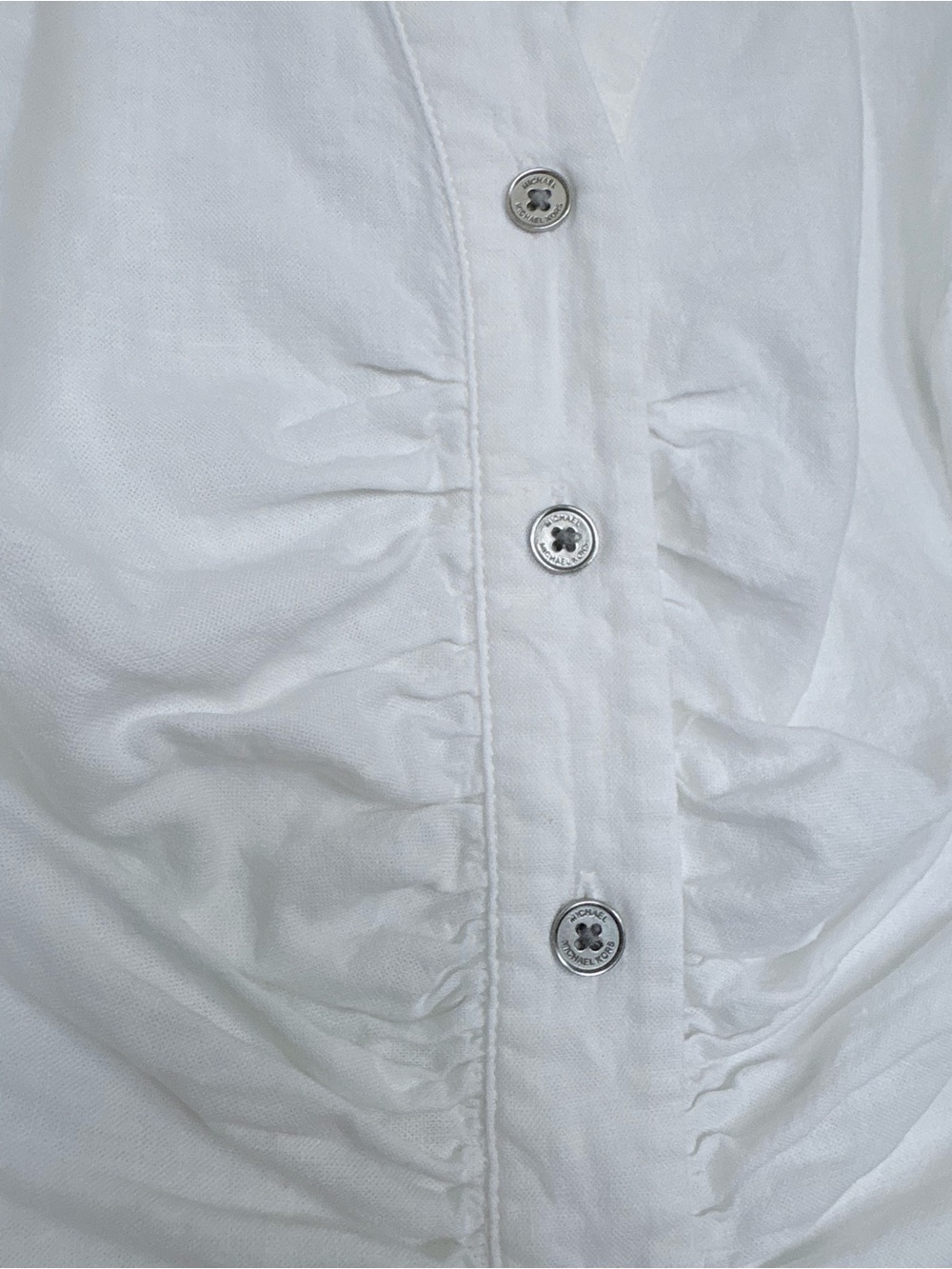 Michael Kors Button Front White Linen Collard Sleeveless Blouse Top Sz Large - Picture 5 of 5